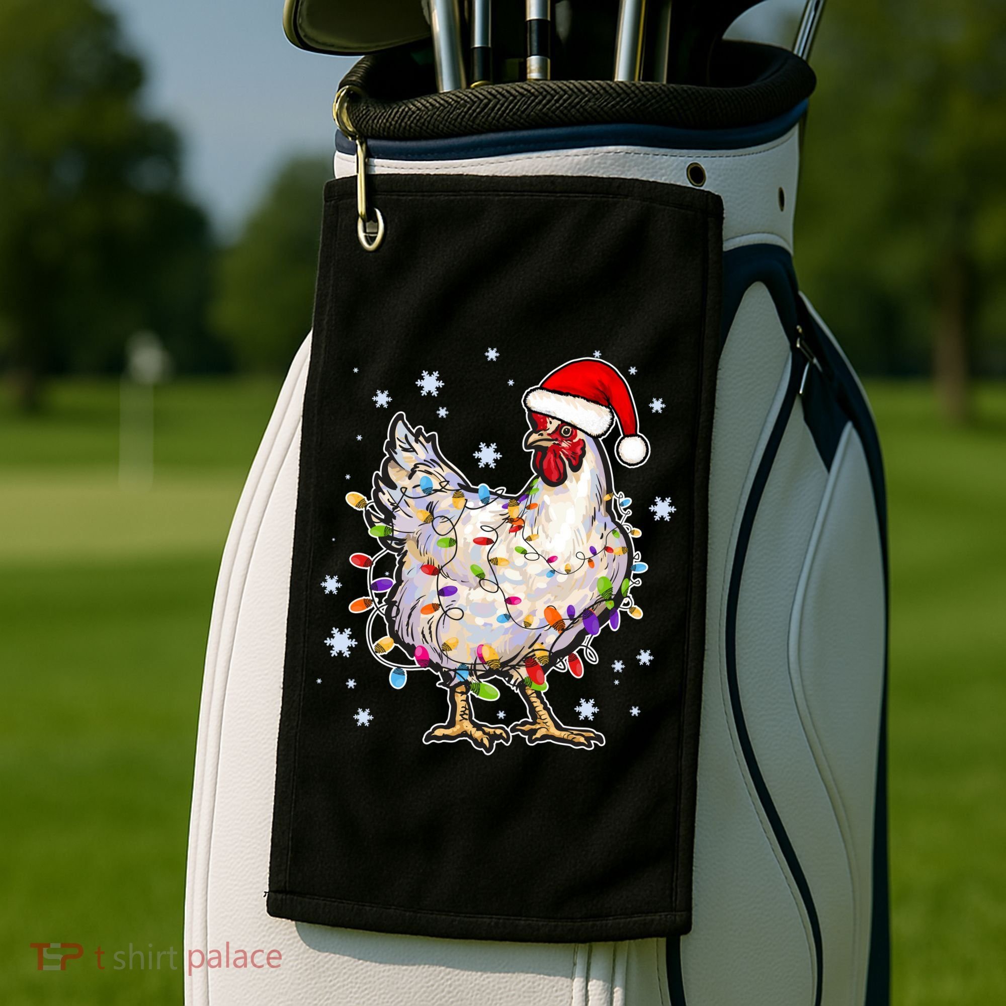 Christmas Santa Chicken Golf Towel