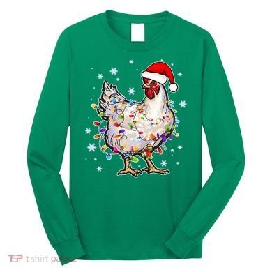 Christmas Santa Chicken Long Sleeve Shirt