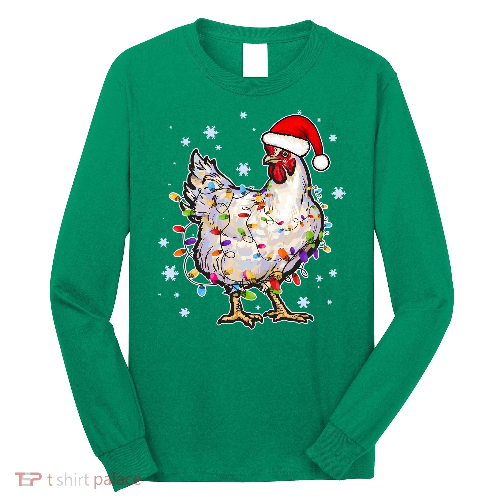 Christmas Santa Chicken Long Sleeve Shirt