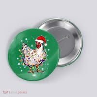 Christmas Santa Chicken Button thumb 0