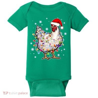Christmas Santa Chicken Baby Bodysuit