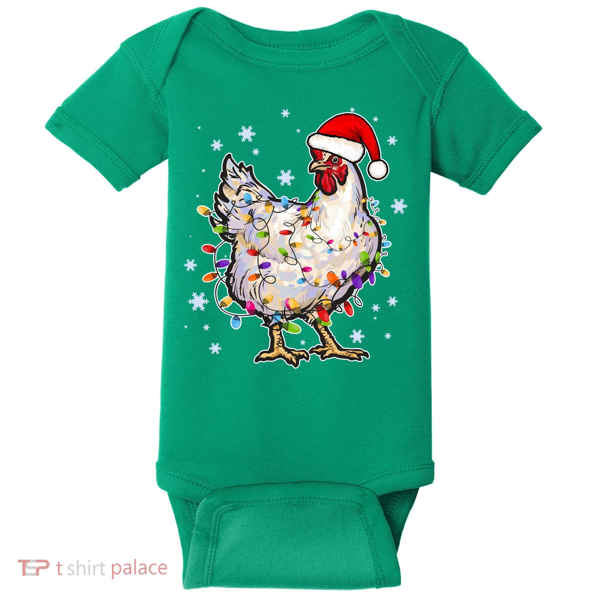 Christmas Santa Chicken Baby Bodysuit