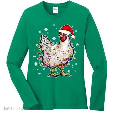 Christmas Santa Chicken Women's Long Sleeve Shirt