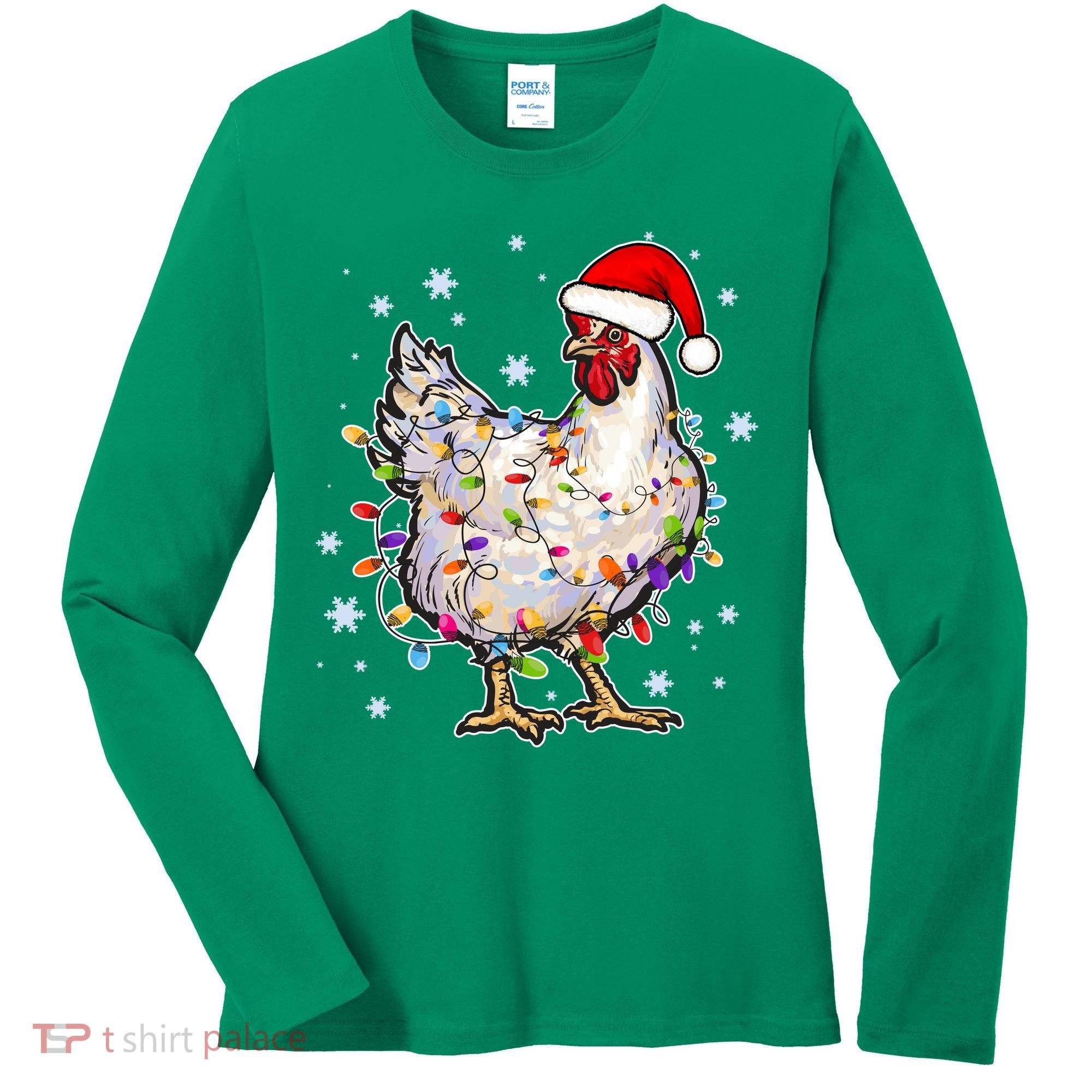 Christmas Santa Chicken Women's Long Sleeve Shirt
