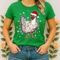 Christmas Santa Chicken Women's T-Shirt thumb 2