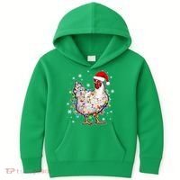 Christmas Santa Chicken Kids Hoodie thumb 0
