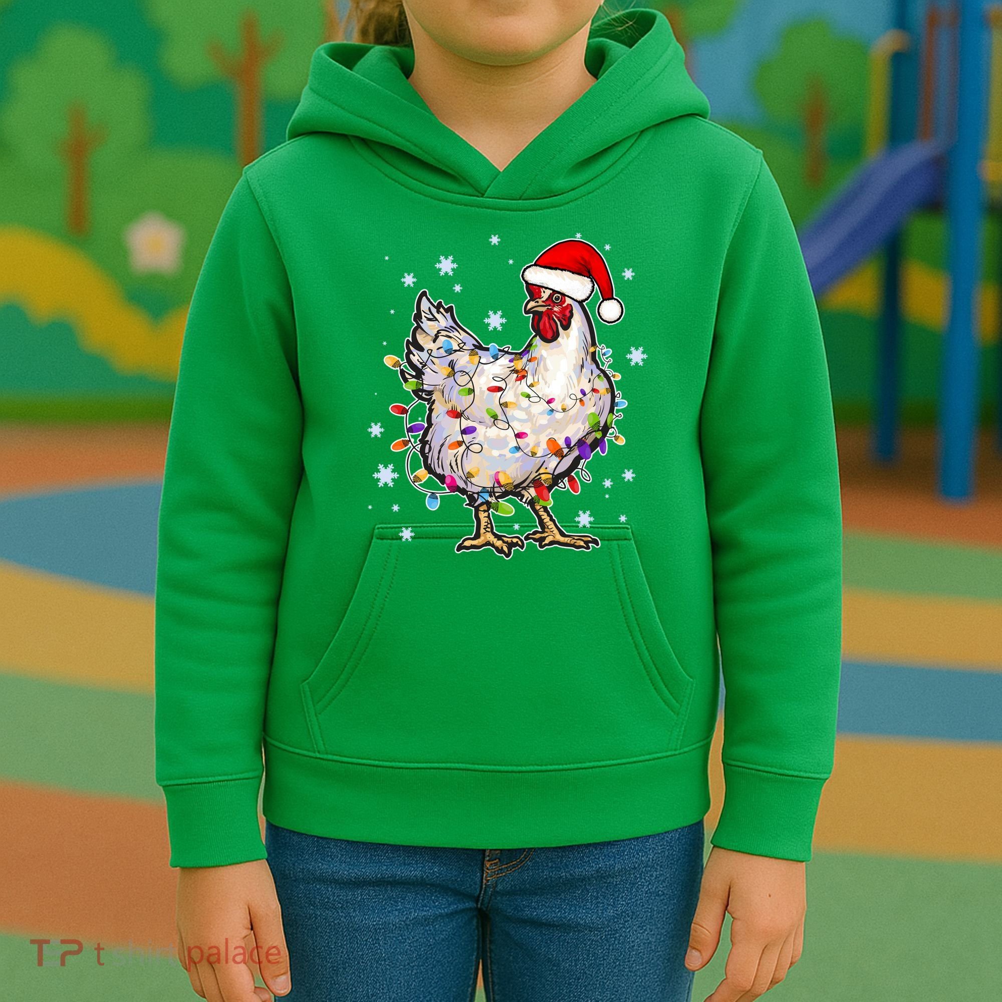 Christmas Santa Chicken Kids Hoodie
