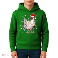 Christmas Santa Chicken Kids Hoodie thumb 4