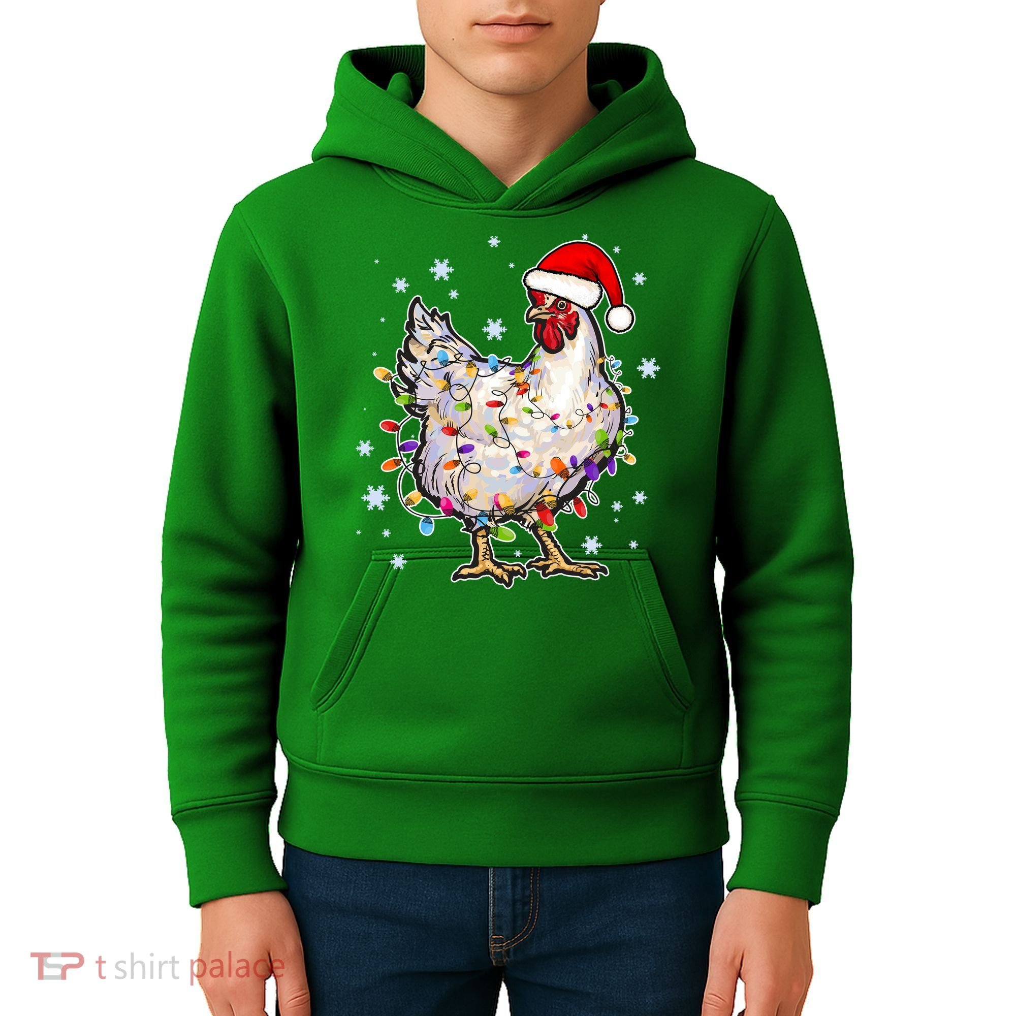 Christmas Santa Chicken Kids Hoodie