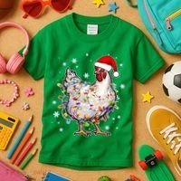 Christmas Santa Chicken Kids T-Shirt thumb 3