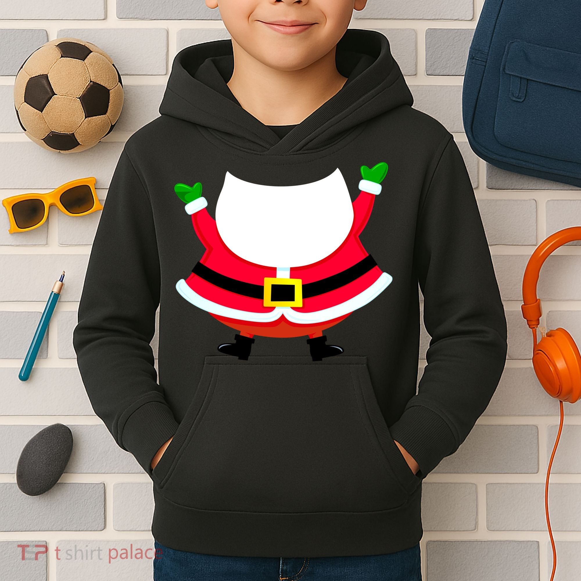 Christmas Santa Claus Big Head Suit Kids Hoodie