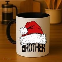 Christmas Santa Hat Brother Coffee Mug thumb 4