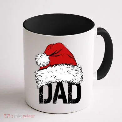 Christmas Santa Hat Dad Coffee Mug back