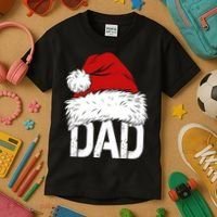Christmas Santa Hat Dad Kids T-Shirt thumb 3