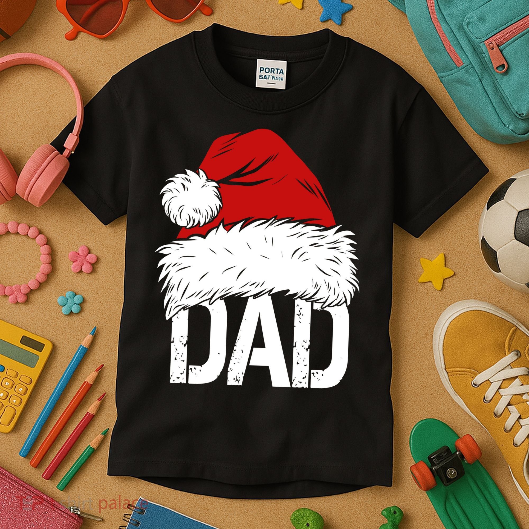 Christmas Santa Hat Dad Kids T-Shirt