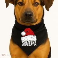 Christmas Santa Hat Grandma USA-Made Doggie Bandana thumb 1