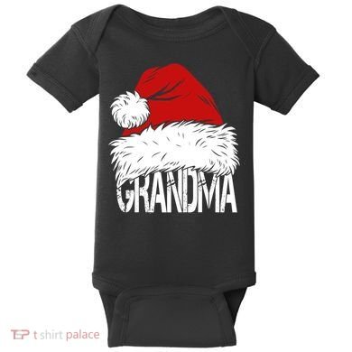 Christmas Santa Hat Grandma Baby Bodysuit