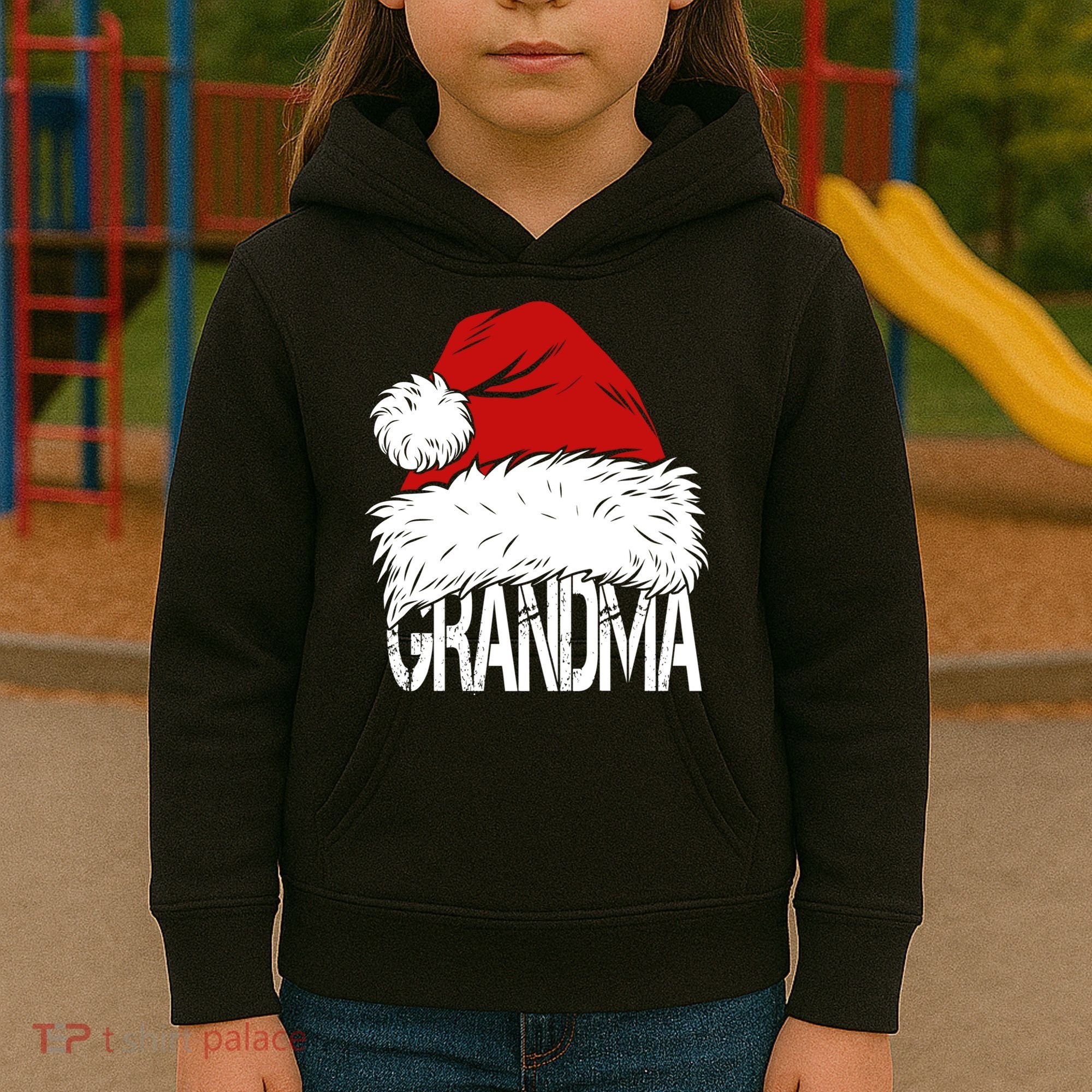 Christmas Santa Hat Grandma Kids Hoodie