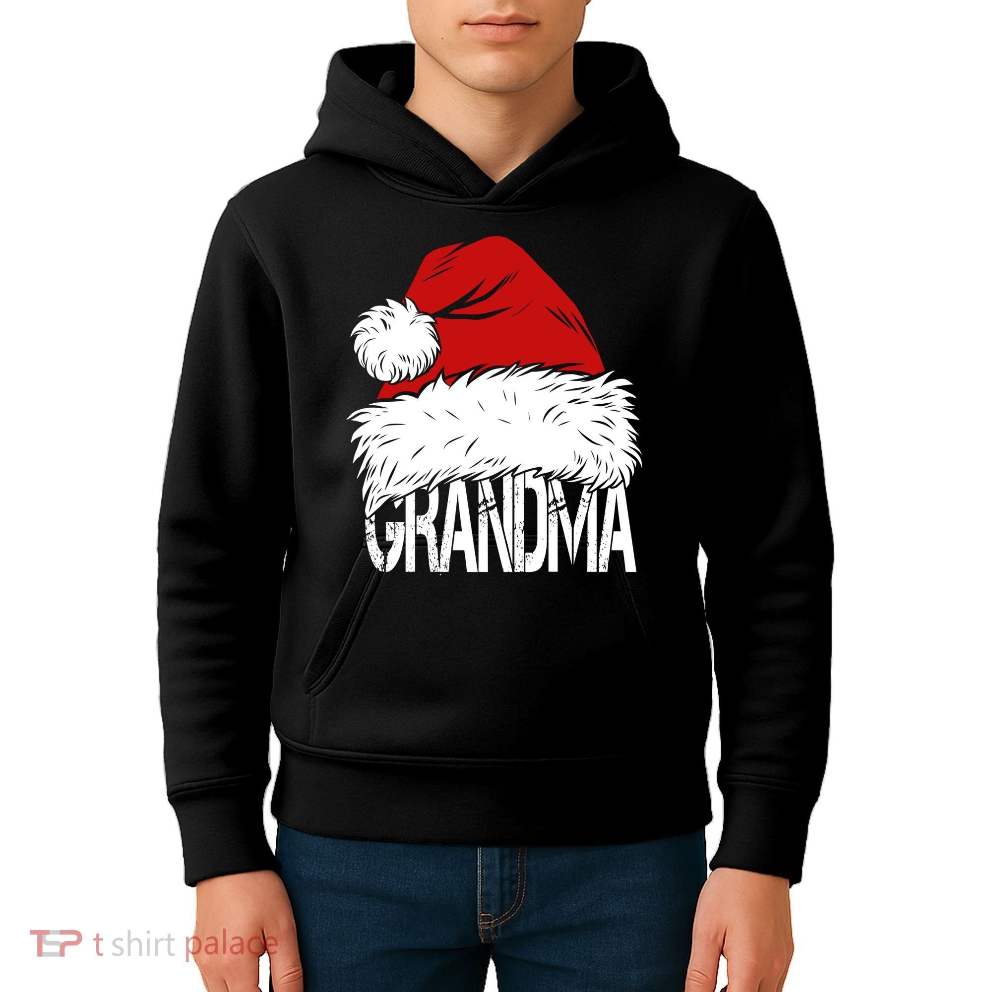 Christmas Santa Hat Grandma Kids Hoodie