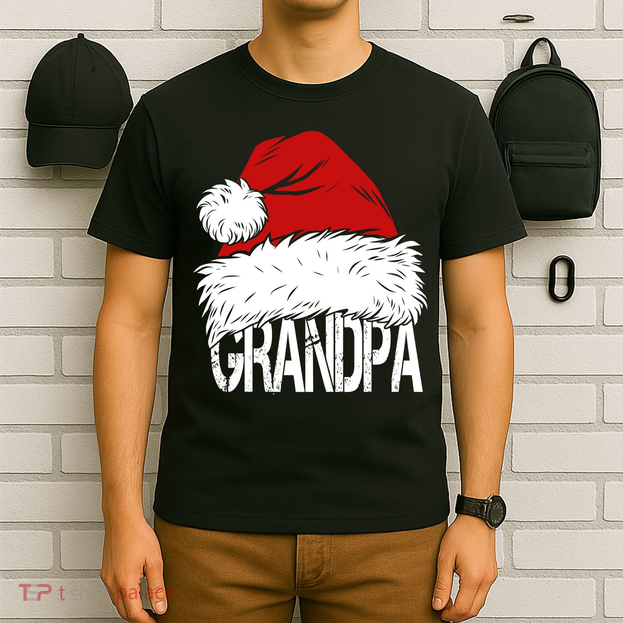 Christmas Santa Hat Grandpa T-Shirt