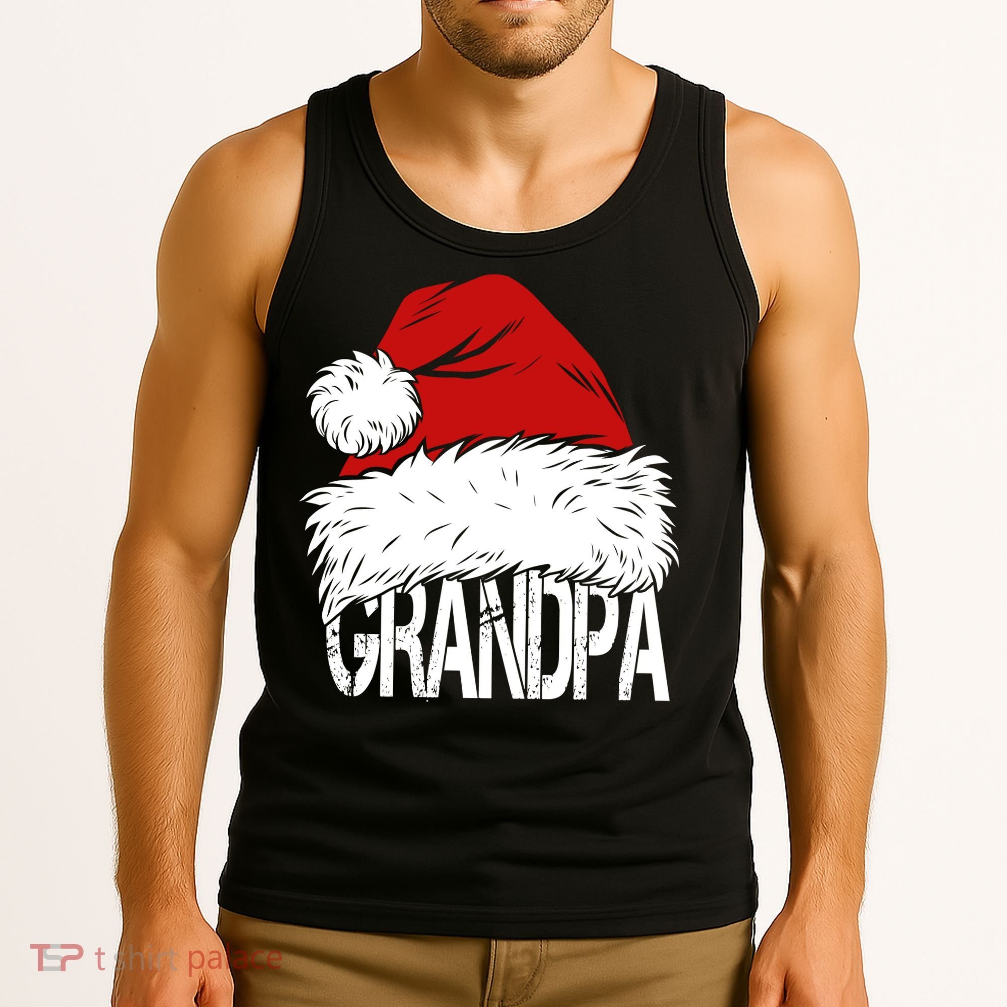 Christmas Santa Hat Grandpa Tank Top