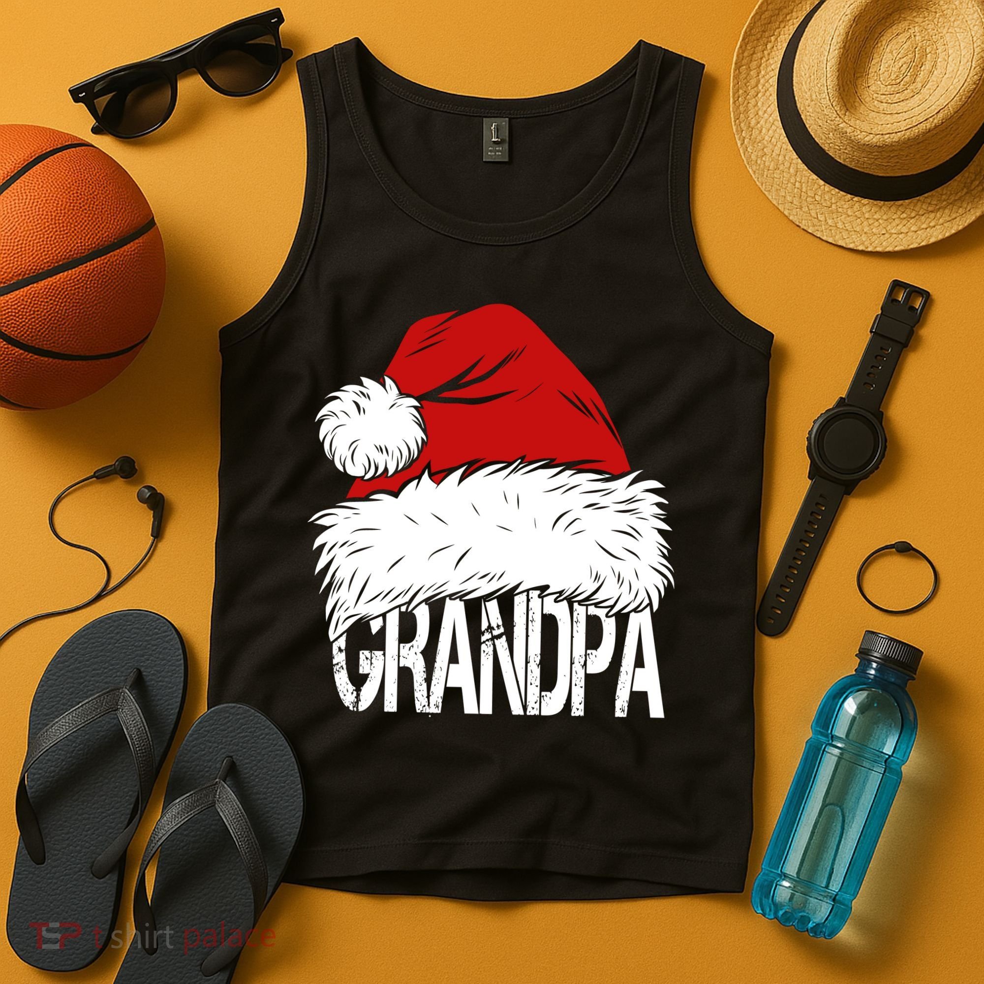Christmas Santa Hat Grandpa Tank Top
