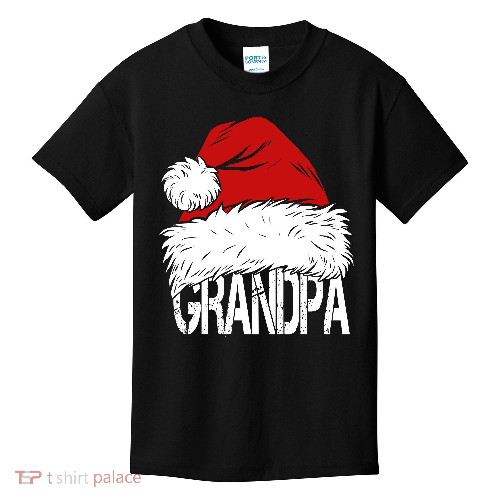 Christmas Santa Hat Grandpa Kids T-Shirt