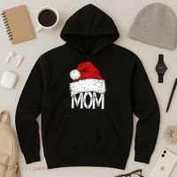 Christmas Santa Hat Mom Hoodie thumb 3