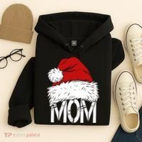 Christmas Santa Hat Mom Hoodie thumb 4