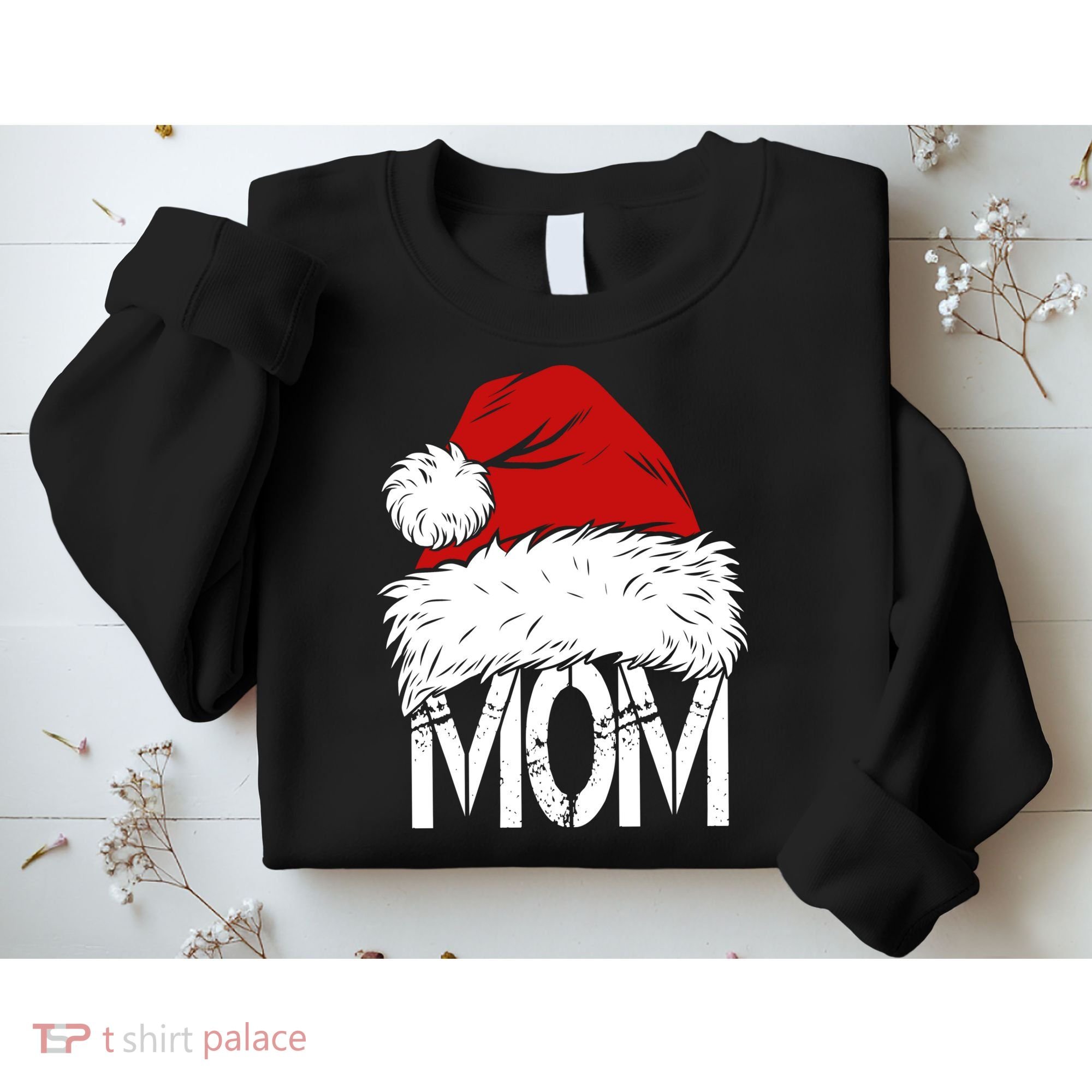 Christmas Santa Hat Mom Sweatshirt