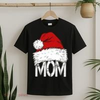 Christmas Santa Hat Mom T-Shirt thumb 2