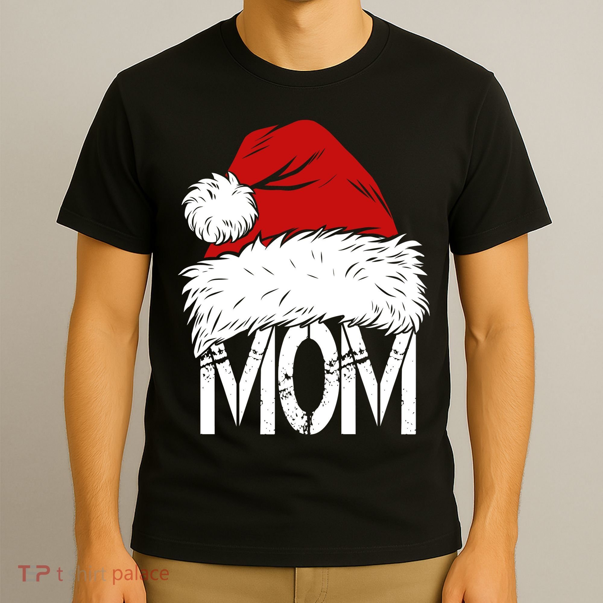 Christmas Santa Hat Mom T-Shirt