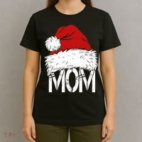 Christmas Santa Hat Mom T-Shirt thumb 4