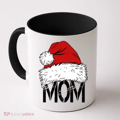 Christmas Santa Hat Mom Coffee Mug