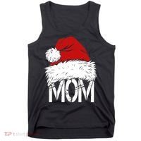 Christmas Santa Hat Mom Tank Top thumb 0