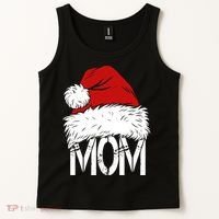 Christmas Santa Hat Mom Tank Top thumb 2