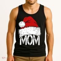 Christmas Santa Hat Mom Tank Top thumb 3