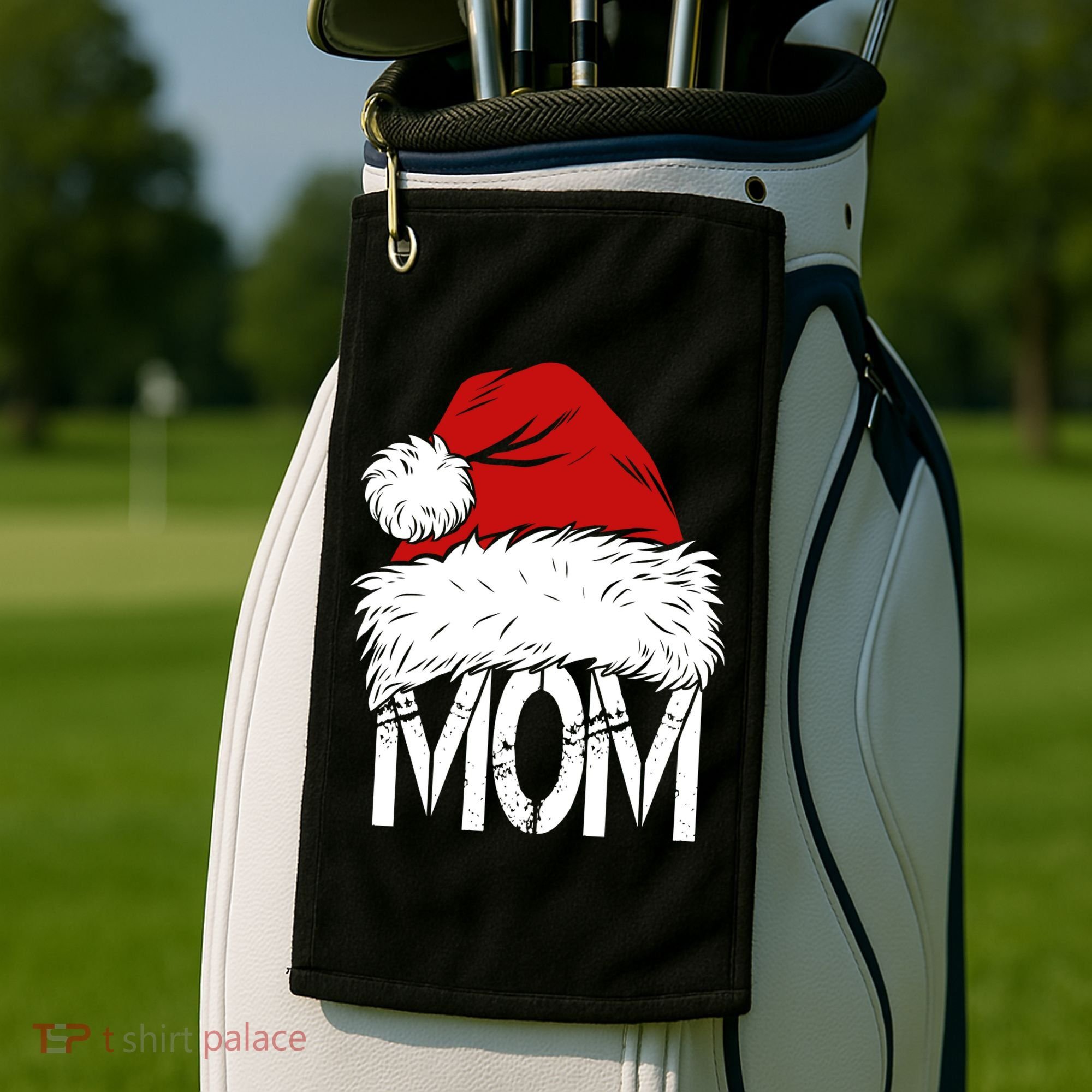 Christmas Santa Hat Mom Golf Towel