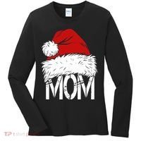 Christmas Santa Hat Mom Women's Long Sleeve Shirt thumb 0