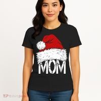 Christmas Santa Hat Mom Women's T-Shirt thumb 4