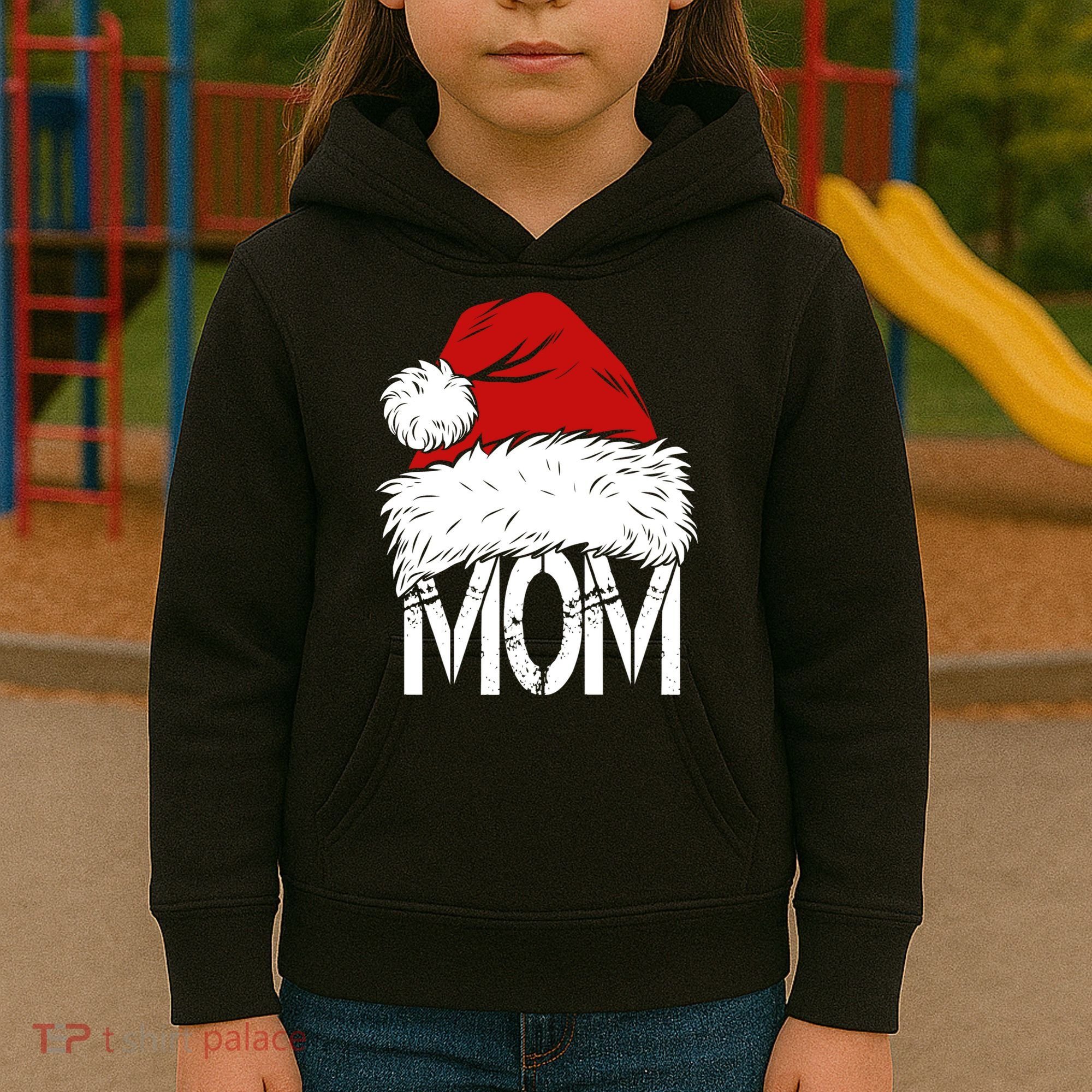 Christmas Santa Hat Mom Kids Hoodie
