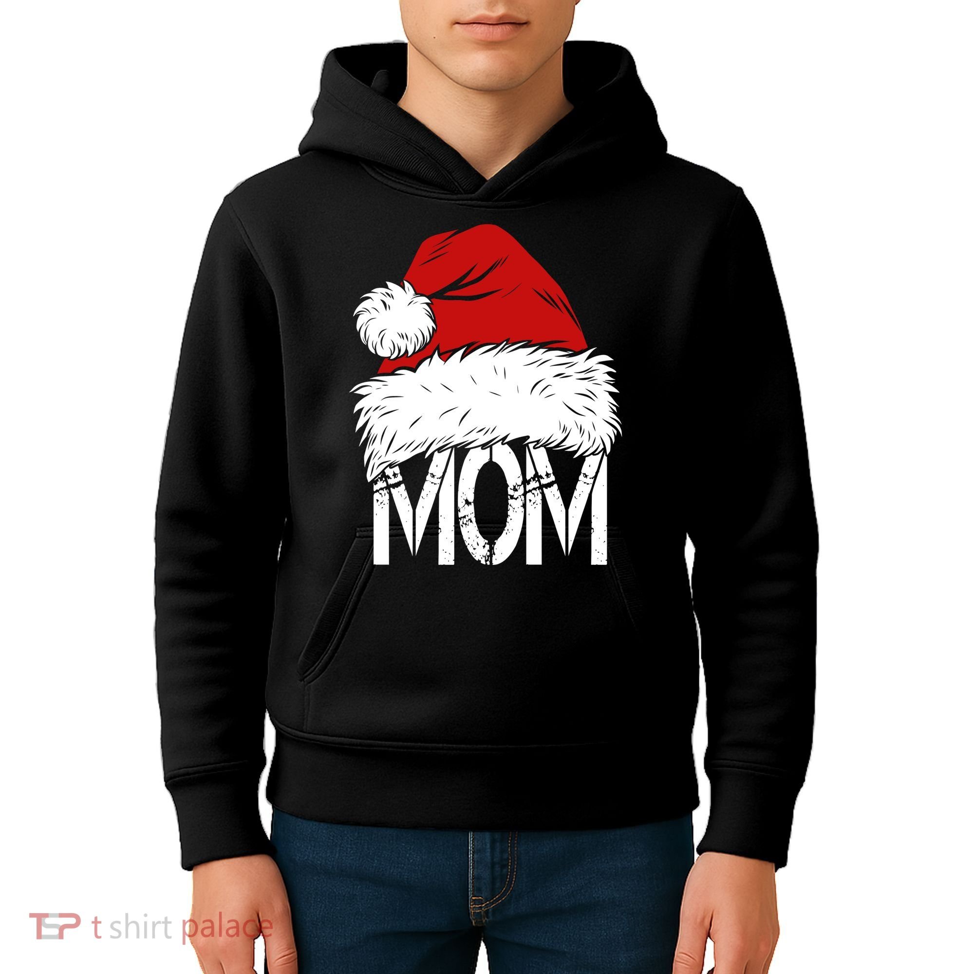 Christmas Santa Hat Mom Kids Hoodie