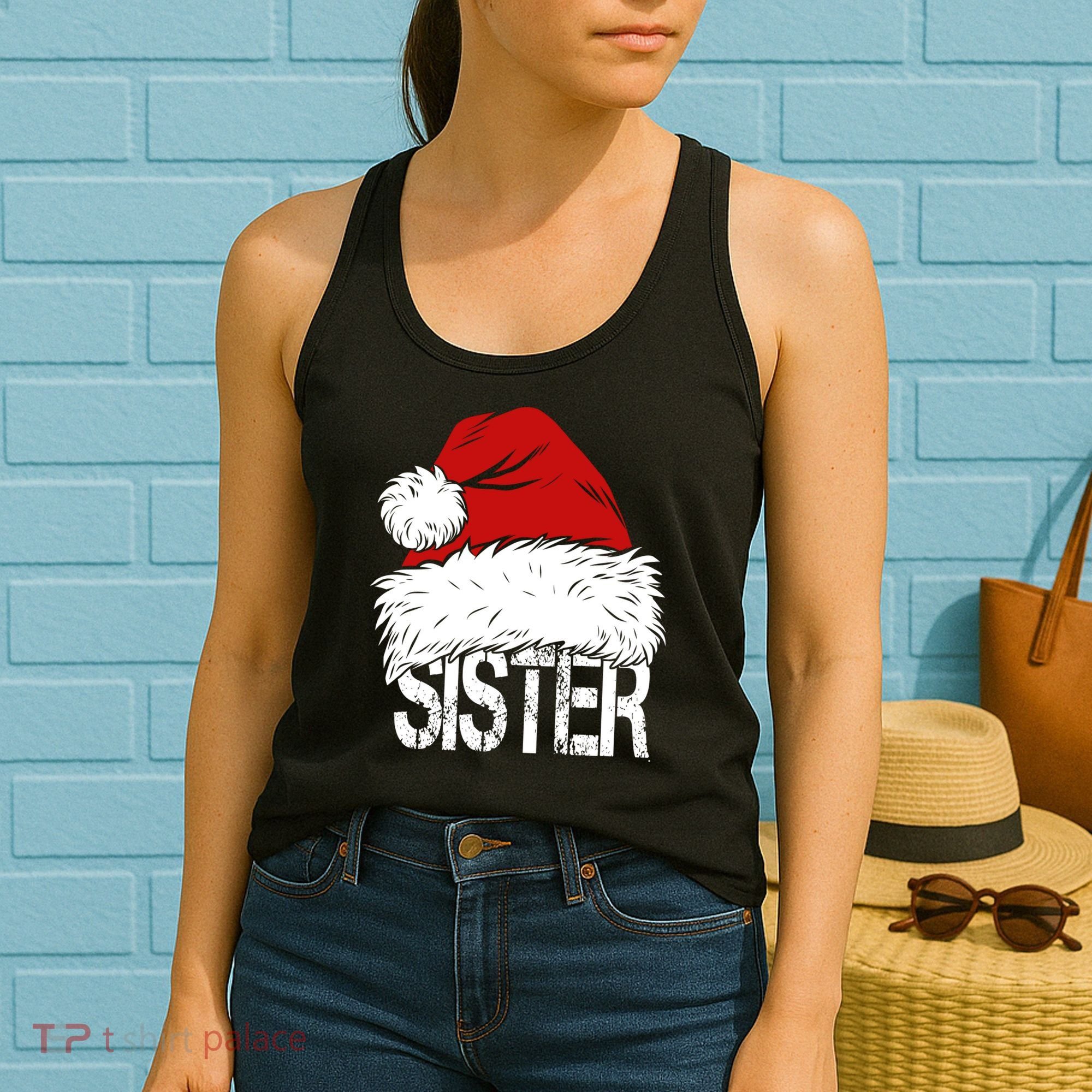 Christmas Santa Hat Sister Women's Tank Top