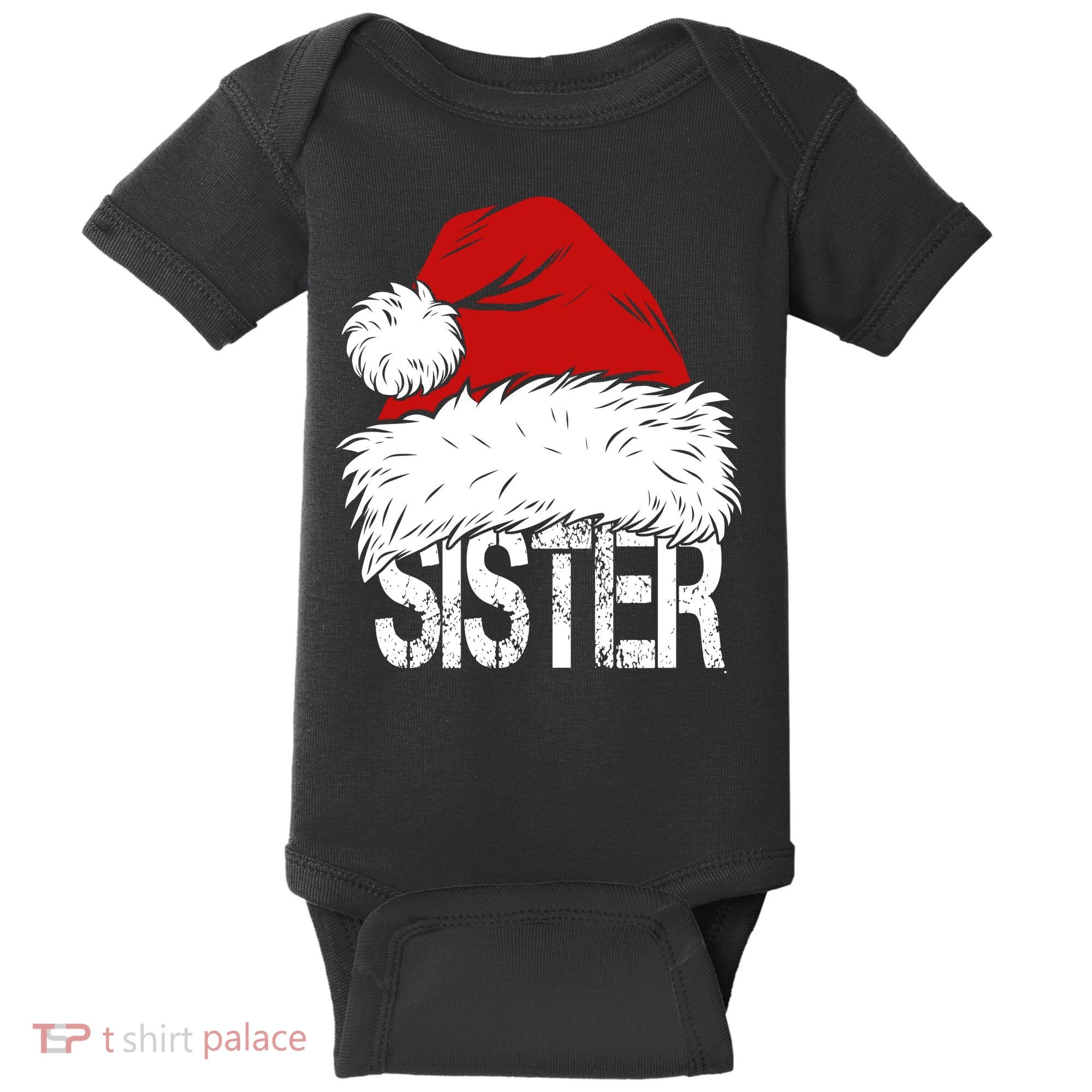 Christmas Santa Hat Sister Baby Bodysuit