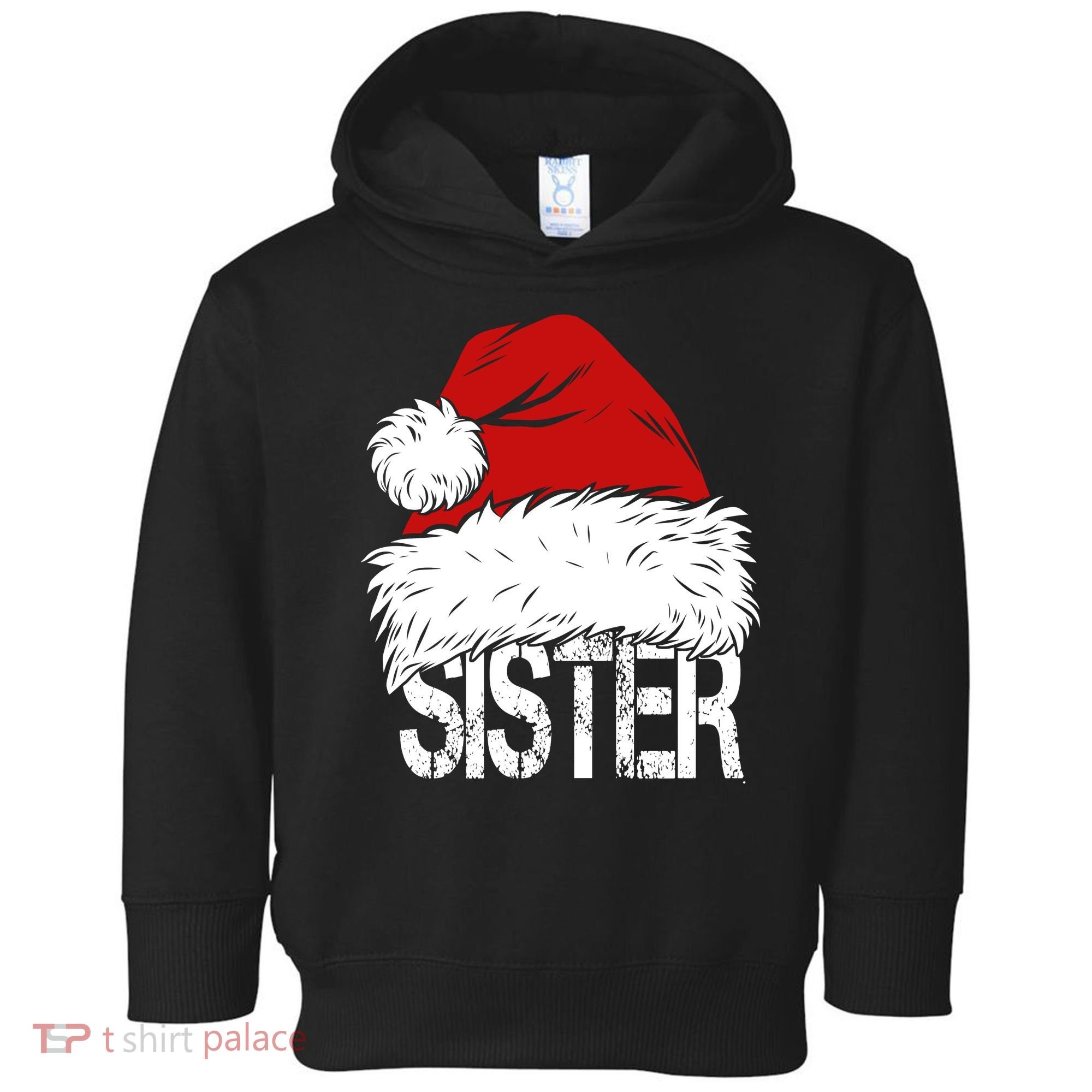 Christmas Santa Hat Sister Toddler Hoodie