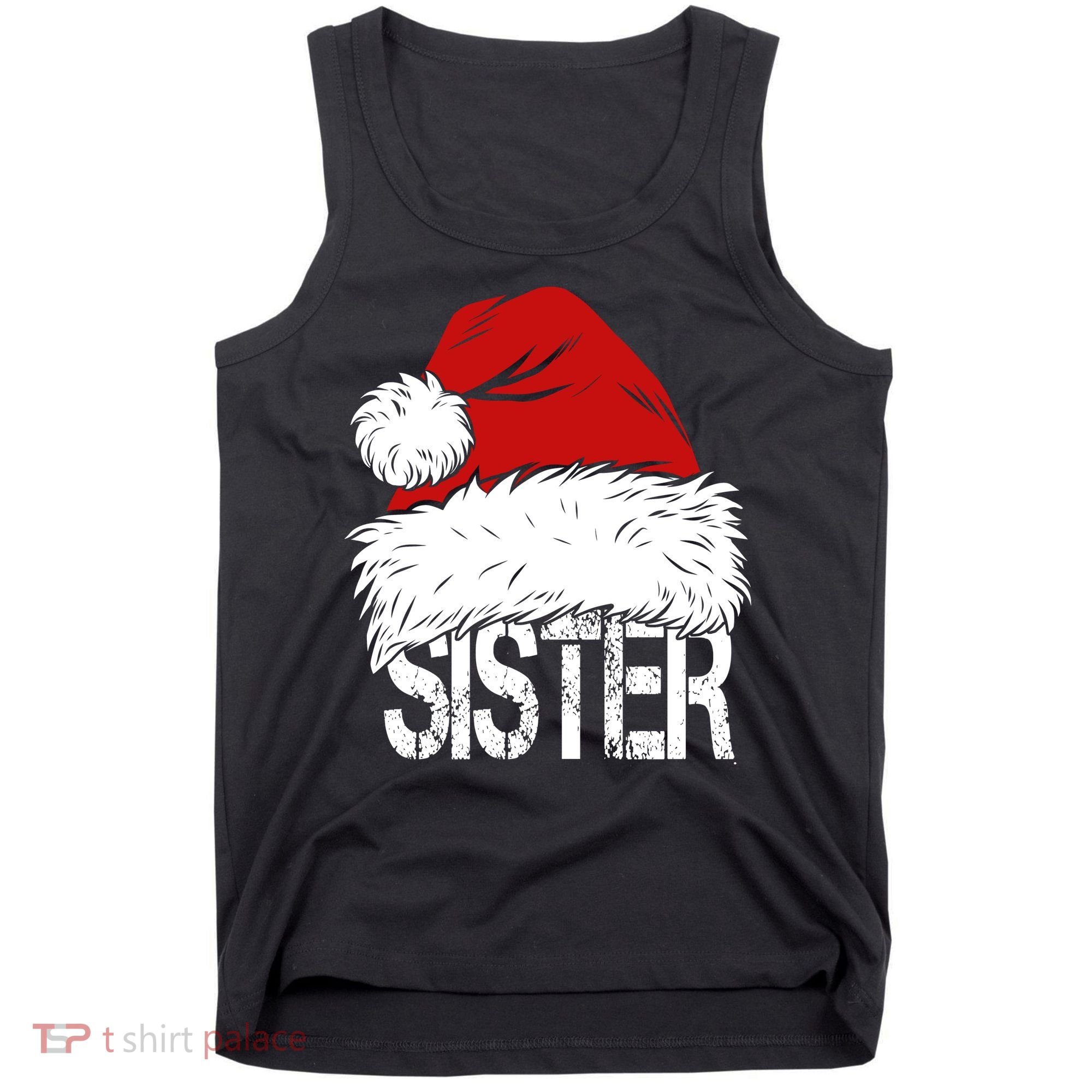 Christmas Santa Hat Sister Tank Top