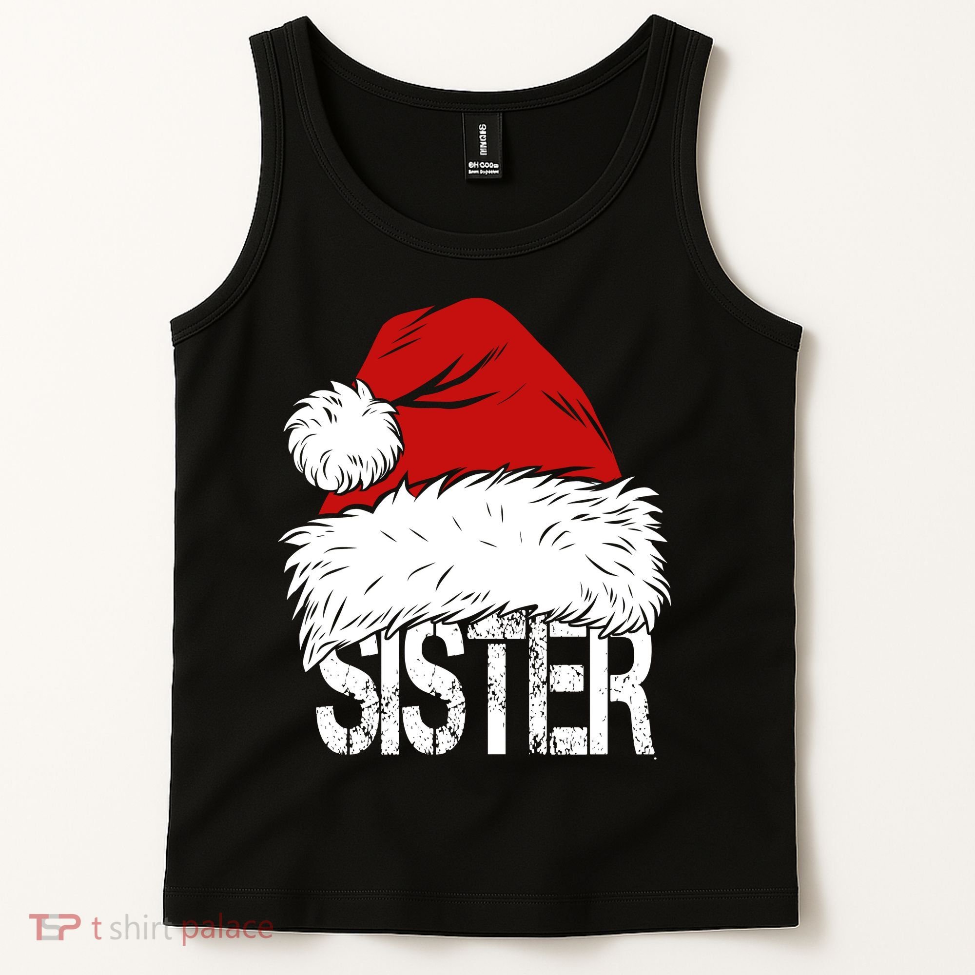 Christmas Santa Hat Sister Tank Top