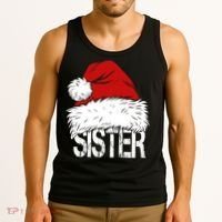Christmas Santa Hat Sister Tank Top thumb 3