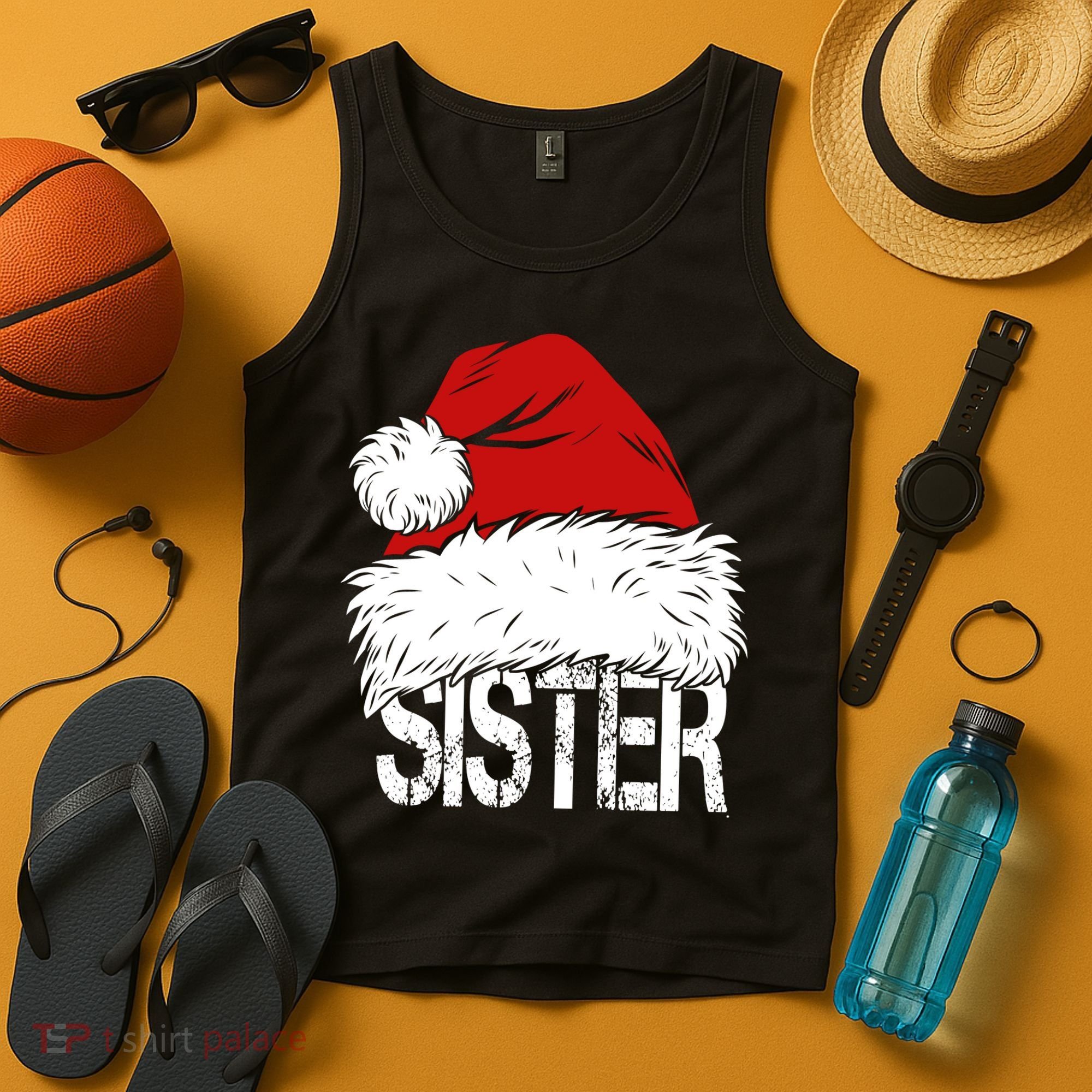 Christmas Santa Hat Sister Tank Top