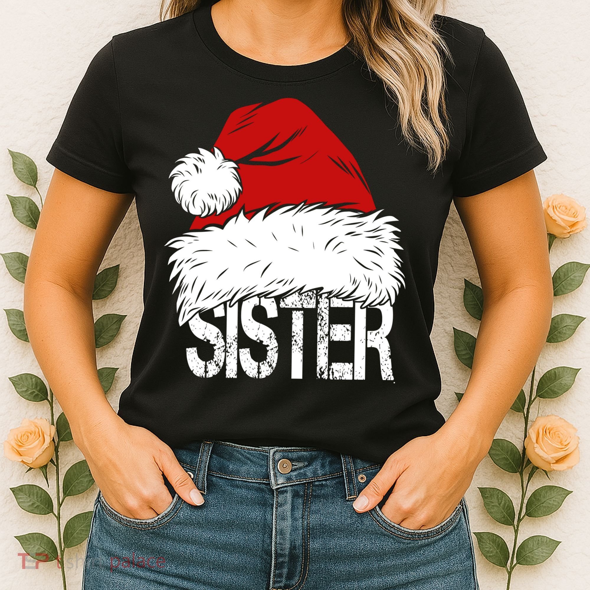 Christmas Santa Hat Sister Women's T-Shirt
